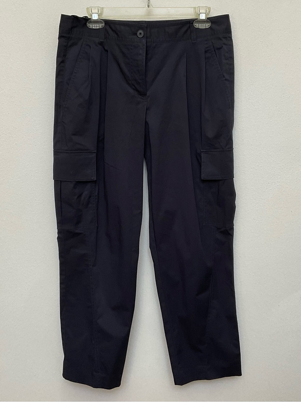 DKNY Navy Blue Cargo Pocket Pants Size 10 Basic Button Close Uniform